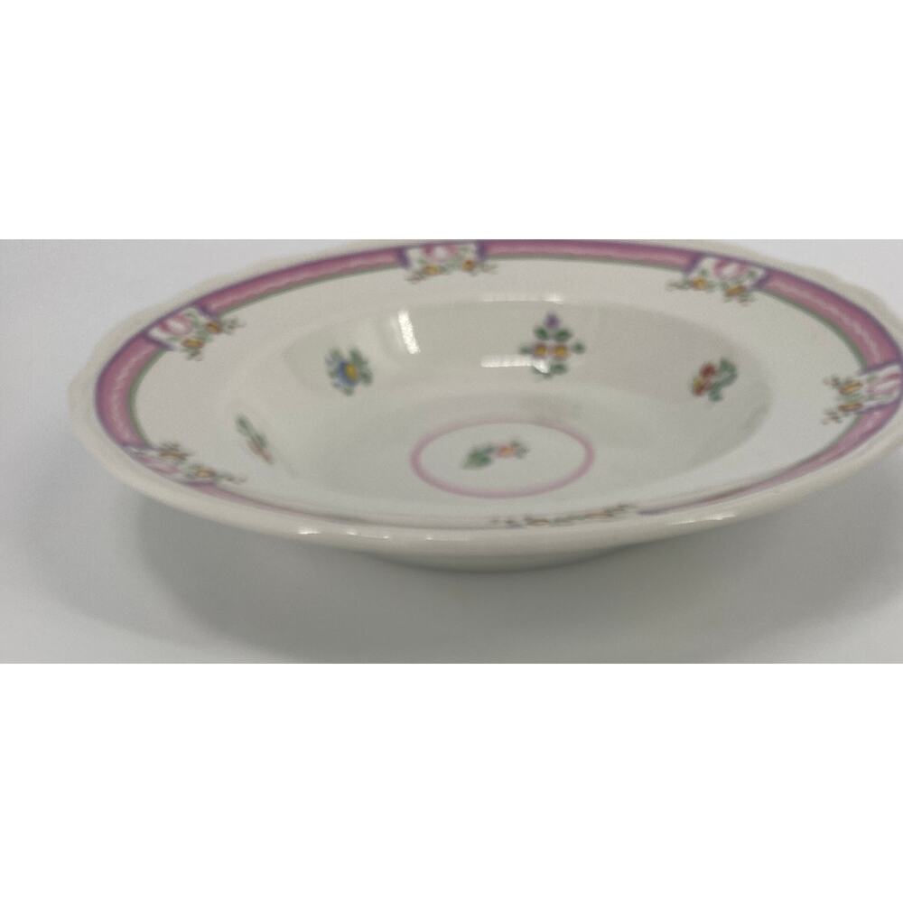 1 Laura Ashley Alice Rimmed Soup Bowl 19046 Retired Pattern Pink Floral England - Picture 6 of 6